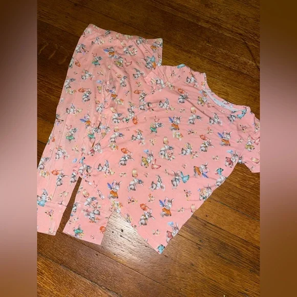 Posh peanut vintage bunnies butterfly bamboo pjs 2 piece set long sleeve pants - Picture 1 of 4
